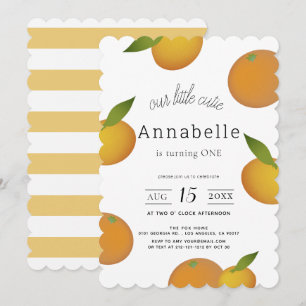 Invitation Notre Petite Cutie Citrus Orange Girl 1er annivers