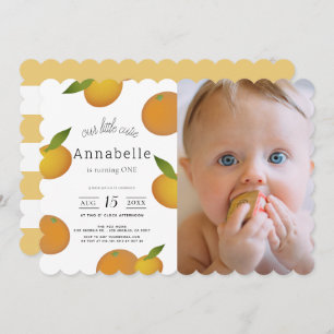 Invitation Notre petite Cutie Citrus Orange Photo 1er anniver