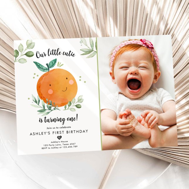 Invitation Notre Petite Cutie Clementine Orange Premier Anniv (Créateur téléchargé)