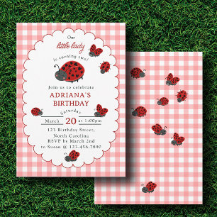 Invitation Notre Petite Dame Coccinelle Rouge Carreaux Fille