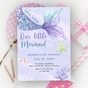 Invitation Notre petite fée de la mer 3e fête d'anniversaire