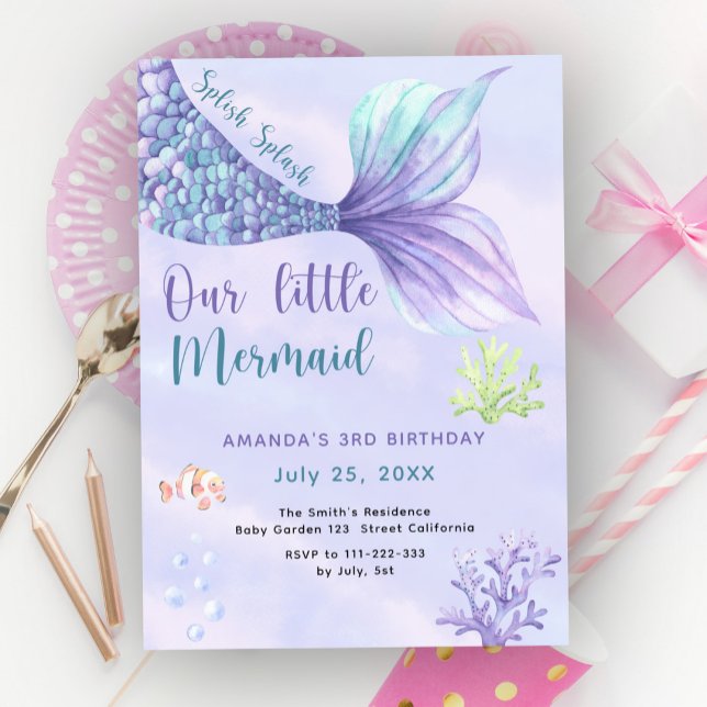Invitation Notre petite fée de la mer 3e fête d'anniversaire (Créateur téléchargé)