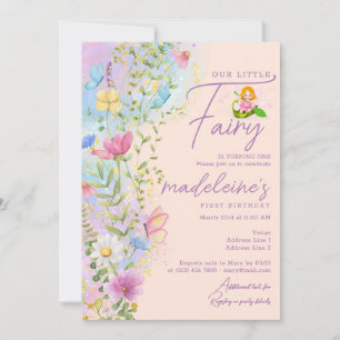 Invitation Notre Petite Fée Fleur sauvage Fille 1er anniversa