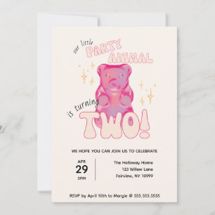 Invitation Notre petite fête Animal Gummy Bear 2e anniversair