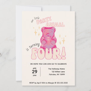 Invitation Notre petite fête Animal Gummy Bear 4e anniversair