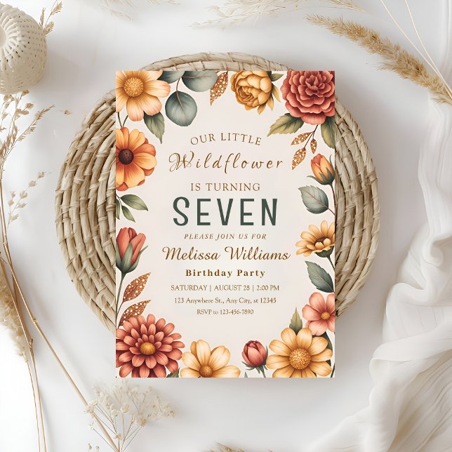 Invitation Notre petite fête d'anniversaire de Wildflower (Créateur téléchargé)