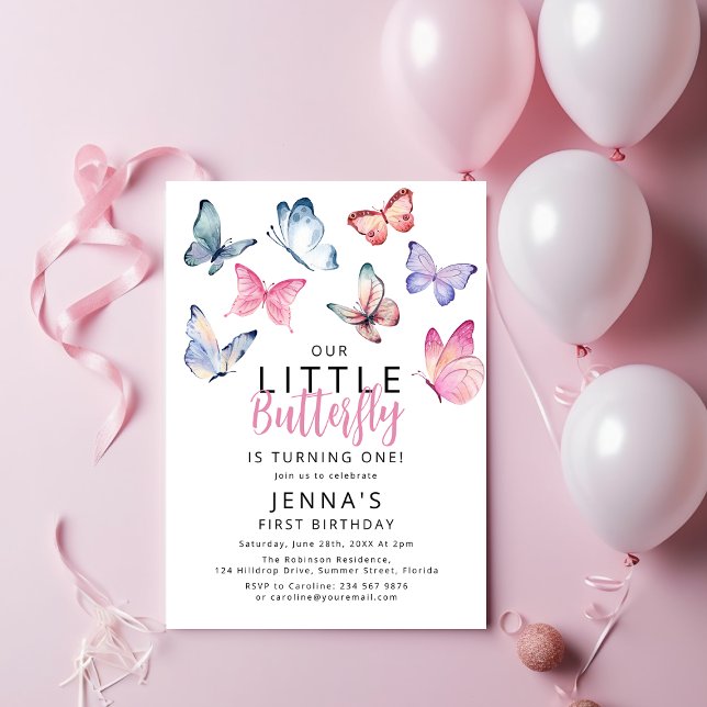 Invitation Notre petite fête d'anniversaire Papillon (Créateur téléchargé)