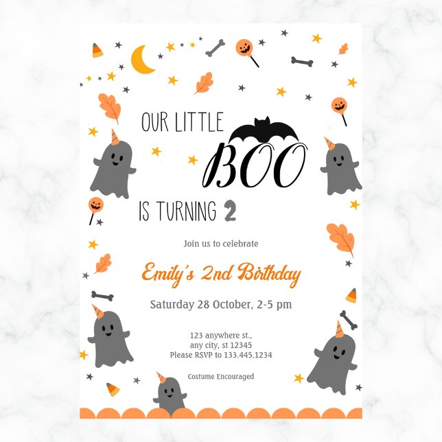 Invitation Notre Petite Fille Boo Halloween Anniversaire Chaq (Créateur téléchargé)