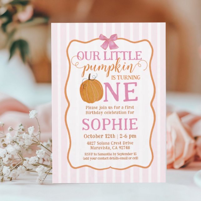 Invitation Notre petite fille citrouille 1er anniversaire (Créateur téléchargé)