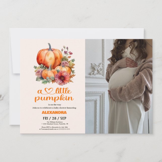 Invitation Notre petite fille citrouille Baby Shower (Devant)