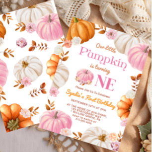 Invitation Notre petite fille citrouille pour son premier ann