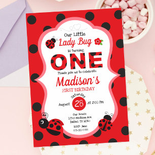 Invitation Notre petite fille coccinelle 1er anniversaire