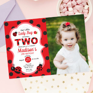 Invitation Notre petite fille coccinelle Photo 2e anniversair