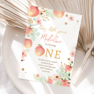 Invitation Notre petite fille de Pêche sucré 1er premier anni