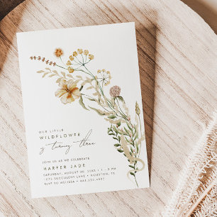 Invitation Notre Petite Fille Fleur sauvage Fête d'Anniversai