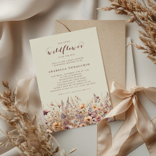 Invitation Notre petite fleur sauvage Fête prénatale automnal
