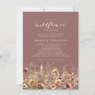 Invitation Notre Petite Fleur Sauvage Fête Prénatale Florale 