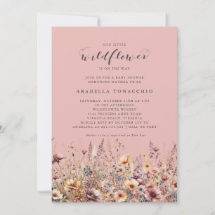 Invitation Notre petite fleur sauvage Fête prénatale florale 