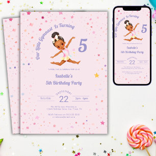 Invitation Notre Petite Gymnaste Fait 5 Anniversaires Roses