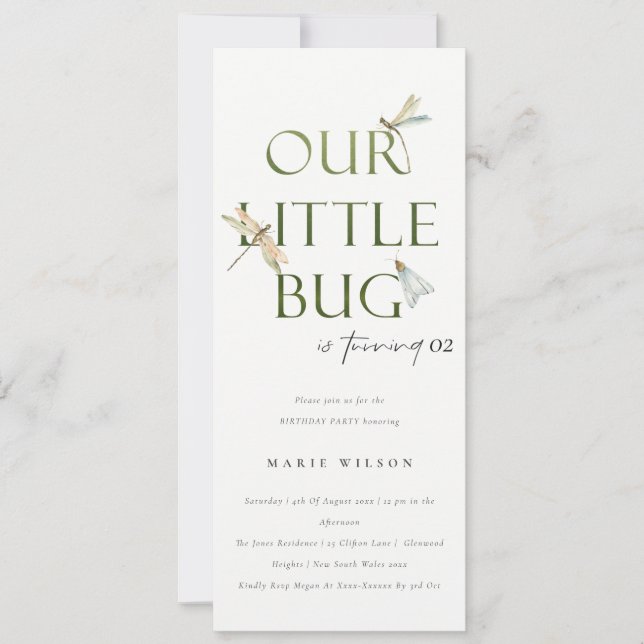Invitation Notre Petite libellule Verte Bogue N'Importe Quel  (Devant)