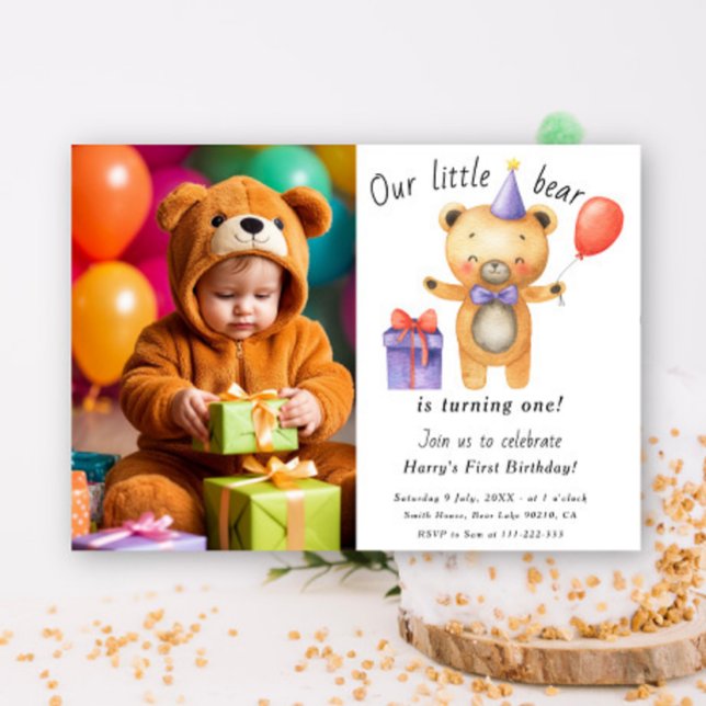 Invitation Notre Petite Ours Est En Train De Tourner Un Anniv (Créateur téléchargé)