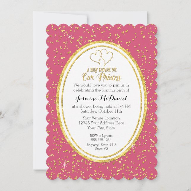 Invitation Notre petite princesse Bokeh Sparkle Parties scint (Devant)
