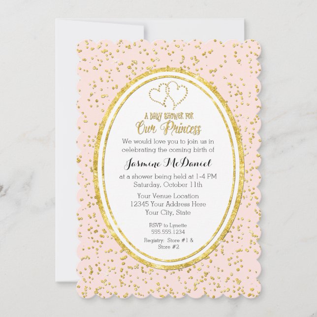 Invitation Notre petite princesse Bokeh Sparkle Parties scint (Devant)