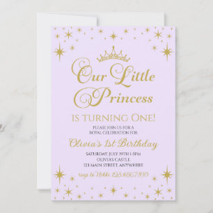 Invitation Notre petite princesse royale anniversaire or et l