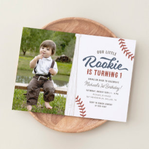 Invitation Notre petite Rookie Baseball 1er Anniversaire Phot