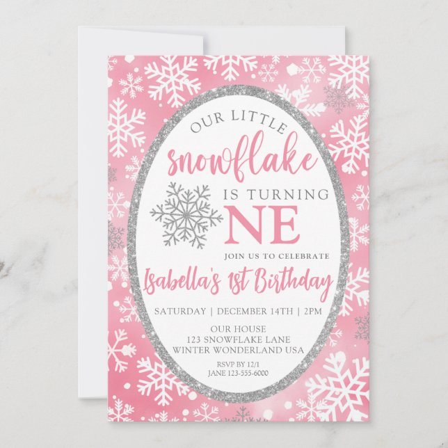 INVITATION NOTRE PETITE ROSE DE LA NEIGE 1ER ANNIVERSAIRE (Devant)