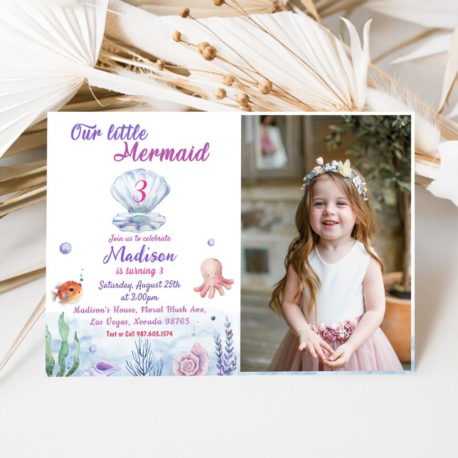 Invitation Notre petite sirène 3e fête d'anniversaire (Créateur téléchargé)