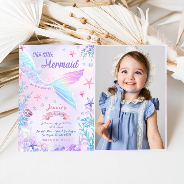 Invitation Notre petite sirène 4e fête d'anniversaire Photo (Créateur téléchargé)