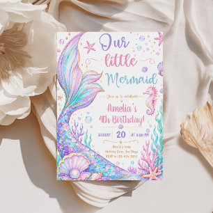 Invitation Notre petite sirène 4ème anniversaire Fête de sirè