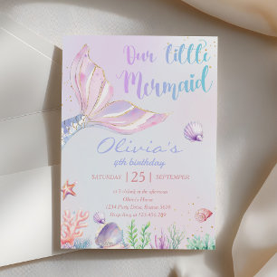 Invitation Notre petite sirène 4ème anniversaire Fête de sirè