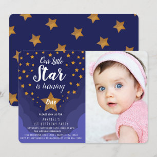 Invitation Notre petite Star Cute 1er Anniversaire Photo