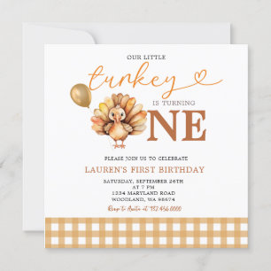 Invitation Notre petite Turquie Brown En vichy automne 1er an