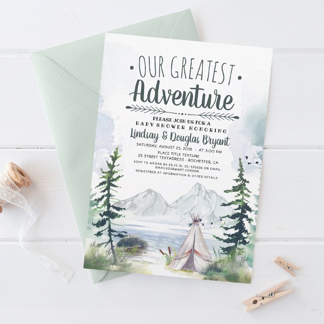 Invitation Notre plus grand Baby shower d'aventure (Our Greatest Adventure - Camping Themed Baby Shower Invitations)