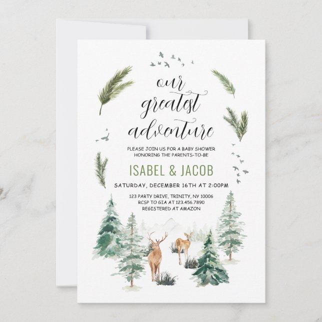 Invitation Notre plus grand Baby shower d'aventure (Devant)