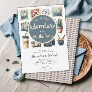 Invitation Notre plus grande aventure Retro Coed Baby Boy Dou