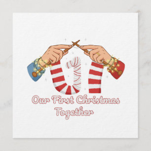 Invitation Notre premier Noël ensemble Couple de Tricoteurs