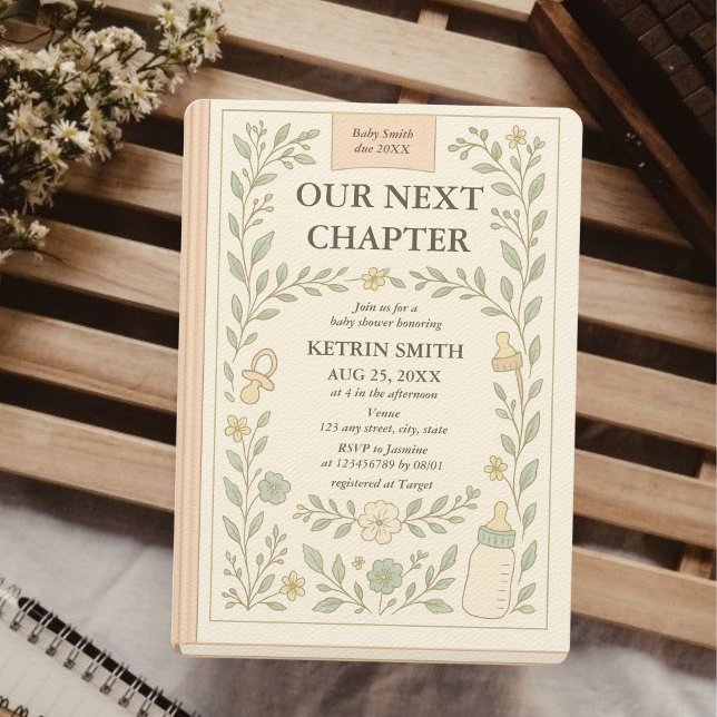 Invitation Notre prochain chapitre Storybook Fairytale Baby s (Our next chapter, Storybook Baby Shower Invitation, Fairytale, Girl's Baby Shower Invite)