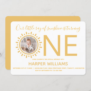 Invitation Notre rayon de soleil photo bébé premier anniversa