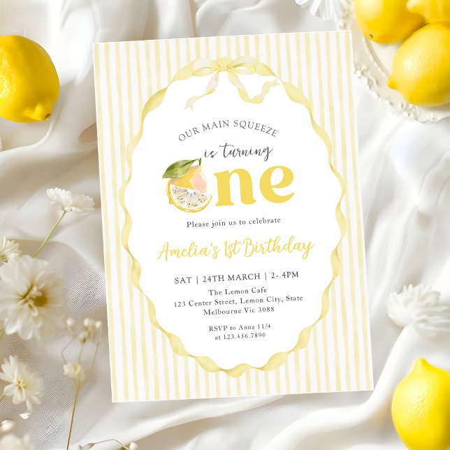 Invitation Notre Squeeze Lemon Citrus principal 1er anniversa (Créateur téléchargé)