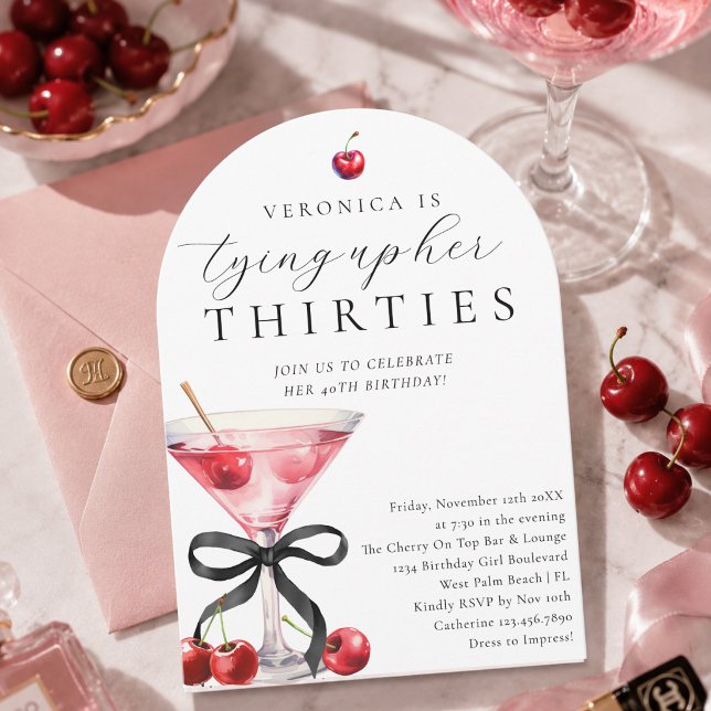 Invitation Nouer Mes Trente Ans Cherry Martini 40e Anniversai (Créateur téléchargé)