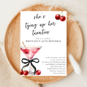 Invitation Nouer mes vingt ans Cherry Martini 30 ans Annivers