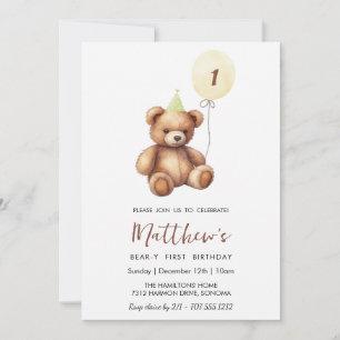 Invitation Nounours anniversaire TOUT ÂGE