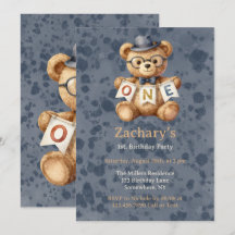 Nounours avec Banderole UNIQUE Fête de 1er Anniver