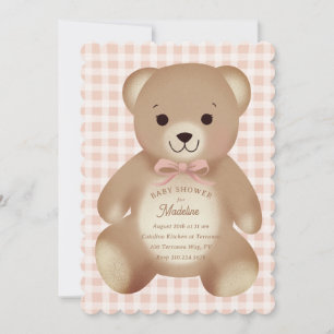 Invitation Nounours en forme d'ours en peluche à noeud papill