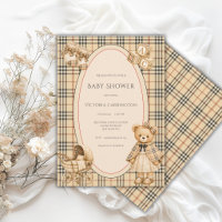Nounours en Tartan Brun Noir Rouge Ours en Peluche