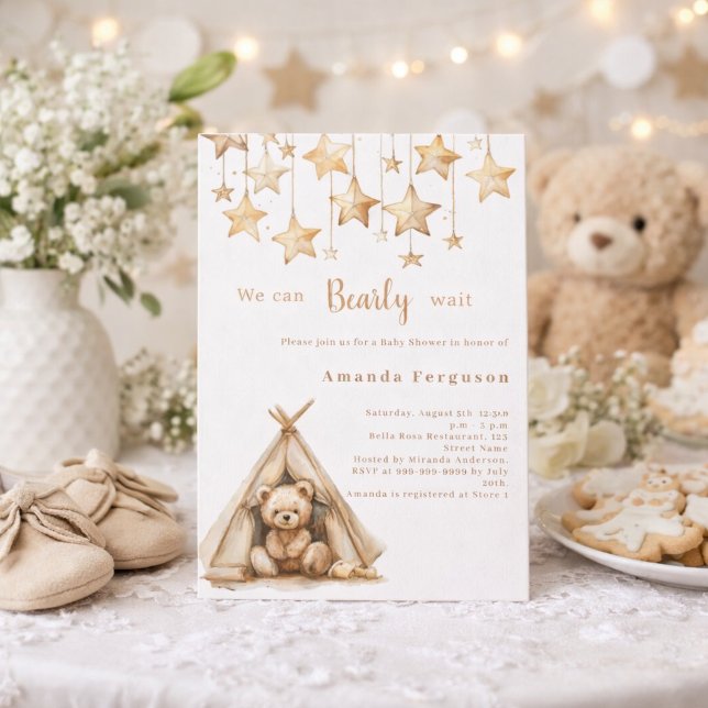Invitation Nounours étoile tente bohème Baby Shower (Créateur téléchargé)